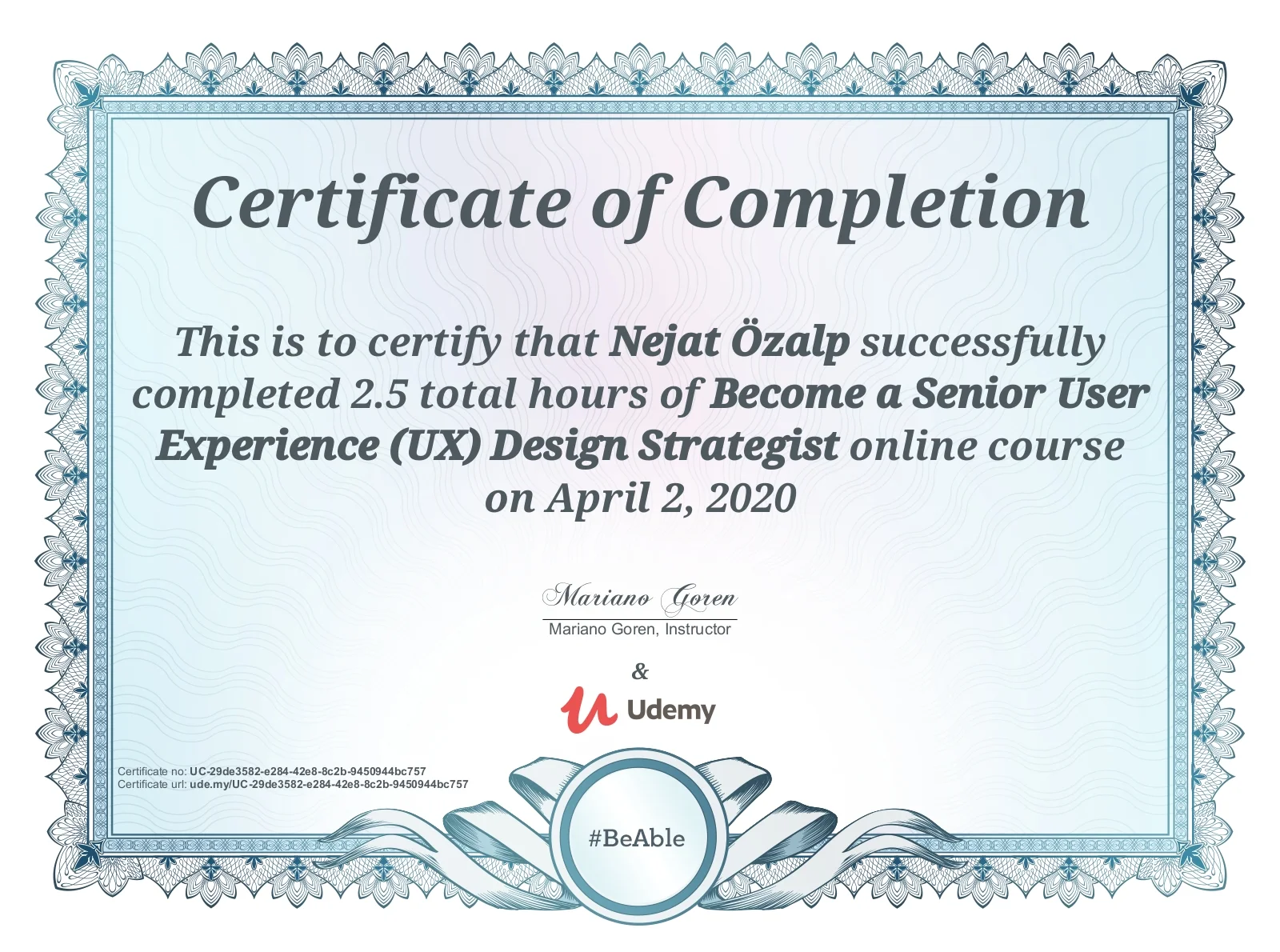 Certificate: Become a Senior UX Design Strategist